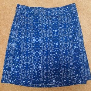 Rip Skirt Hawaii- Wrap Skirt. Size Small Blue W/ White Design. 19" Waist To hem